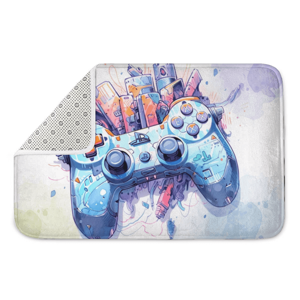 Hand-Painted Style Game Controller Rectangular Non-Slip Soft And Comfortable Floormat