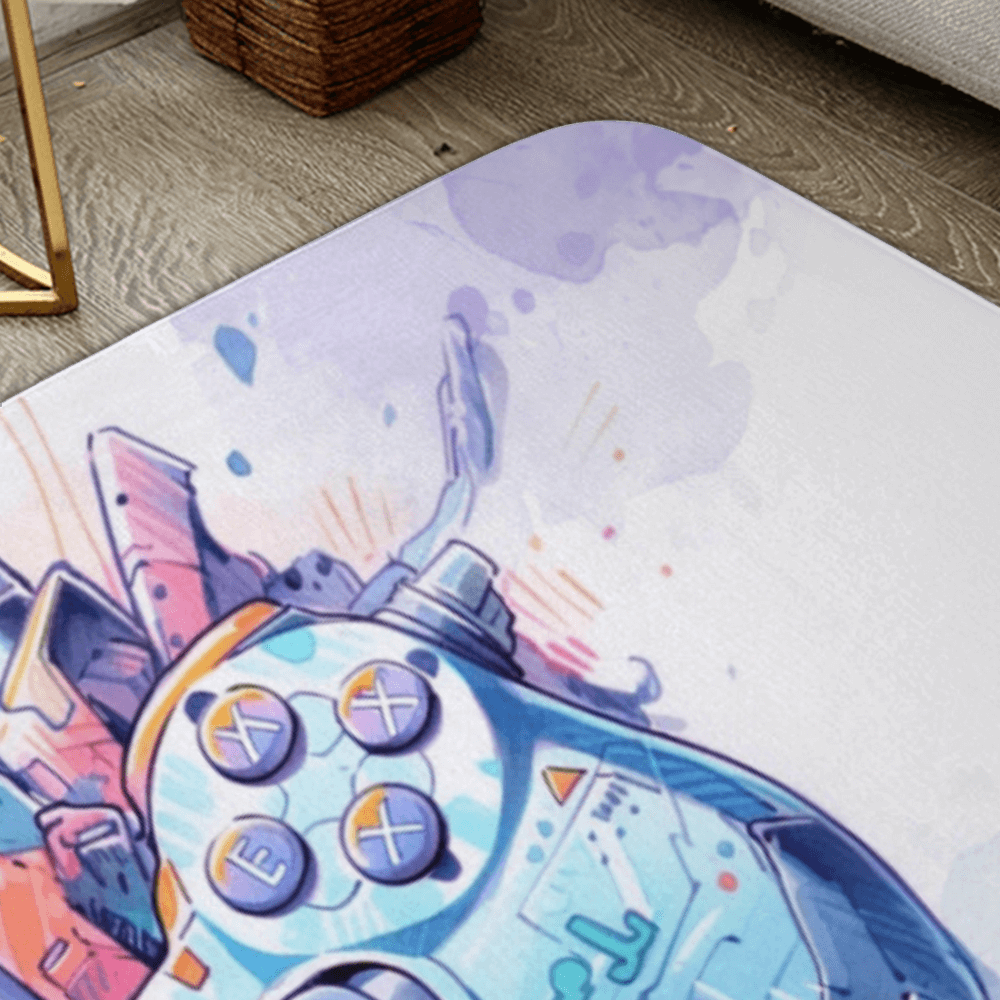 Hand-Painted Style Game Controller Rectangular Non-Slip Soft And Comfortable Floormat