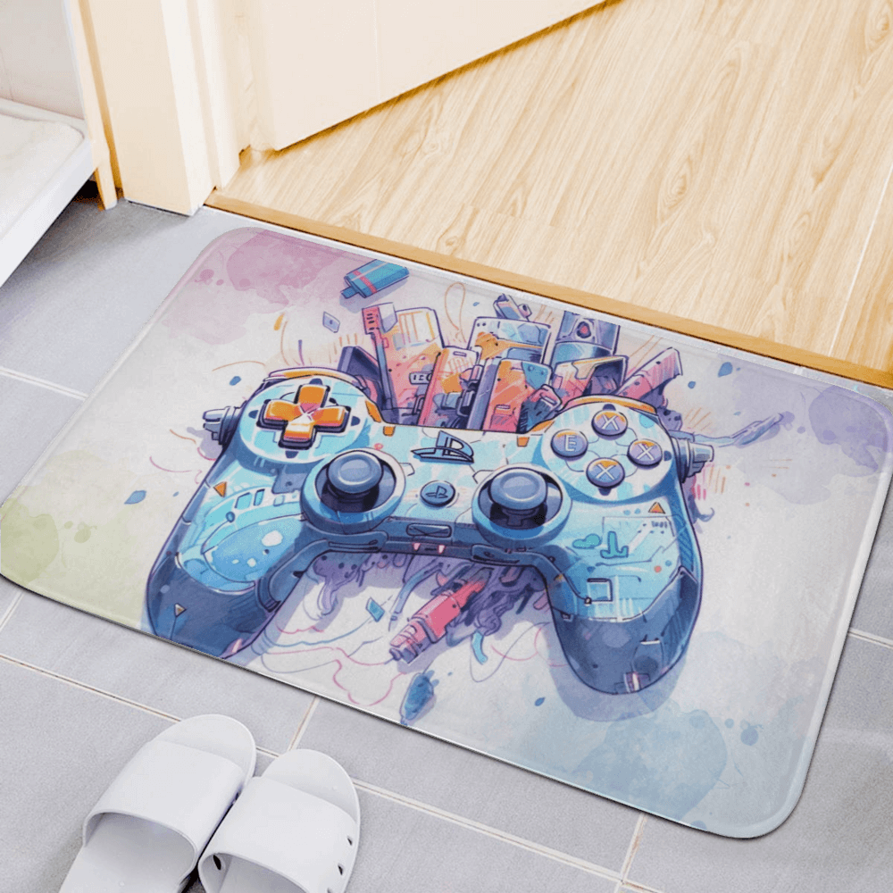 Hand-Painted Style Game Controller Rectangular Non-Slip Soft And Comfortable Floormat