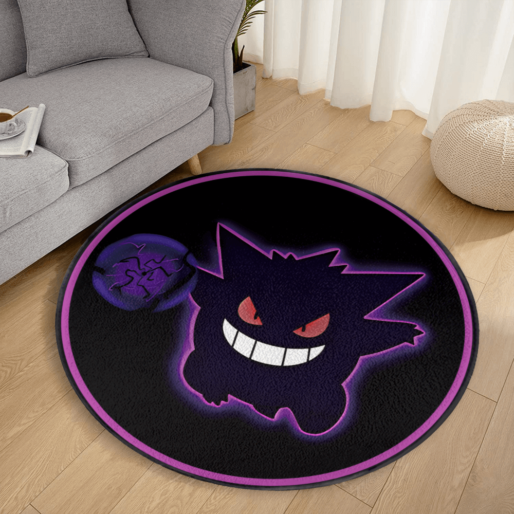 Cute Pokémon Little Gengar Black Round Non-slip Soft and Comfortable Floormat