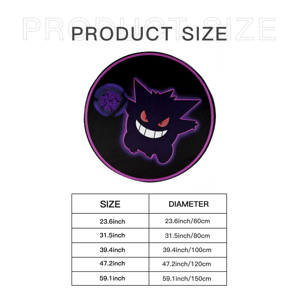 Cute Pokémon Little Gengar Black Round Non-slip Soft and Comfortable Floormat