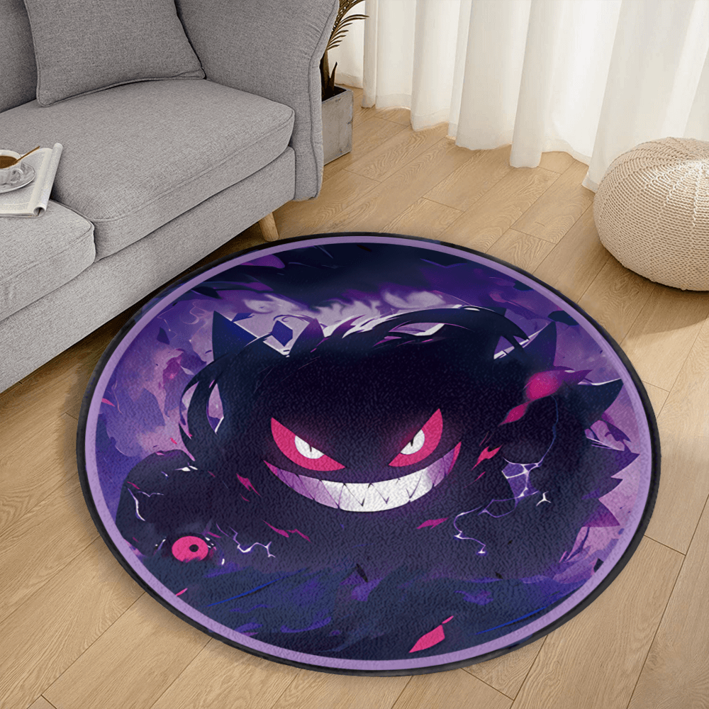 Funny Cartoon Pokémon Gengar Elf  Round Non-slip Soft and Comfortable Floormat