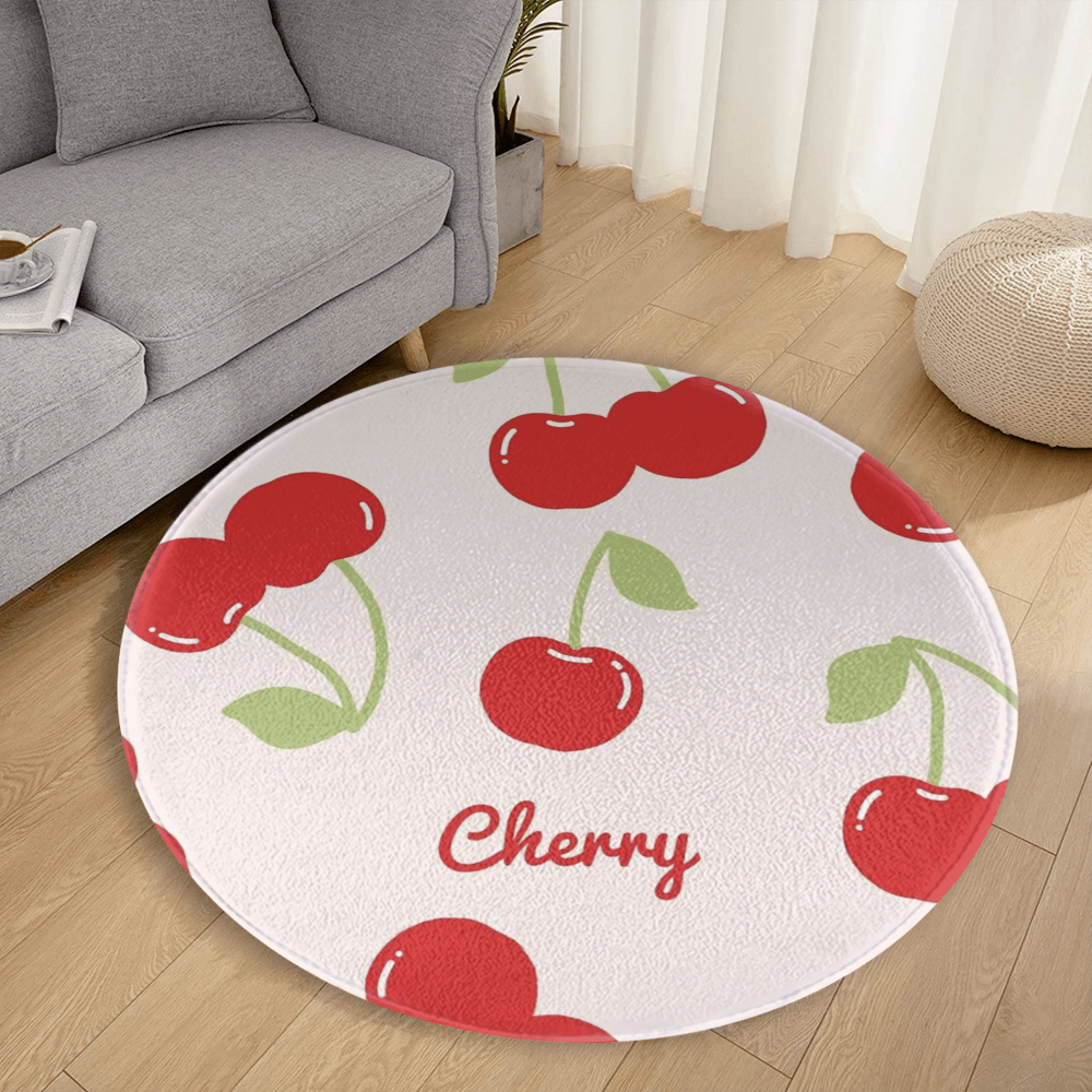 Cherry Creative Pattern Round Non-Slip Soft Comfortable Floormat