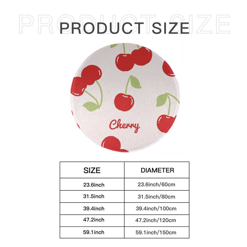 Cherry Creative Pattern Round Non-Slip Soft Comfortable Floormat