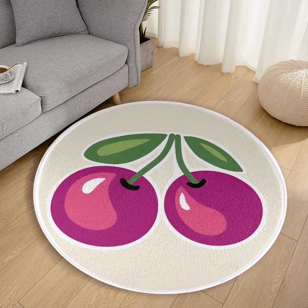 Cherry  Round Non-Slip Soft Comfortable Floormat