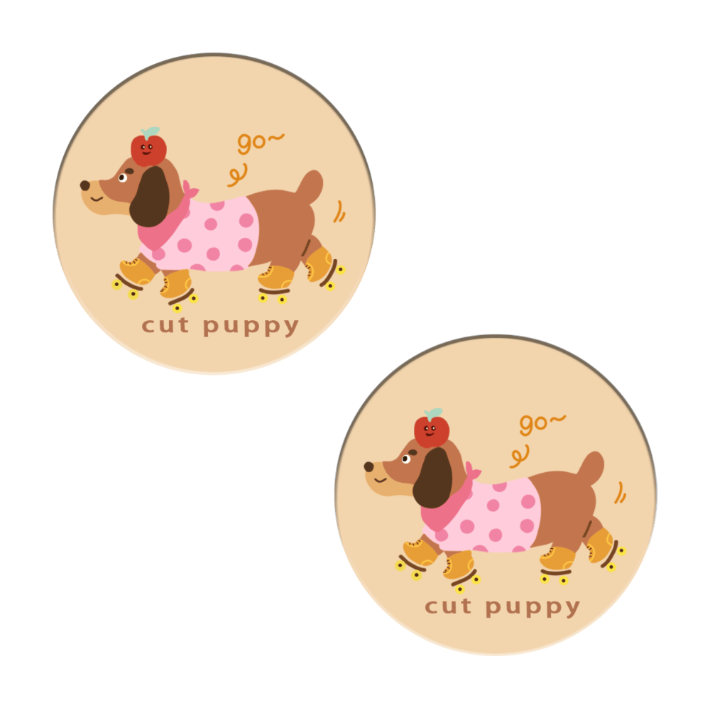 Dachshund Creative Pattern, Round Ceramic Coaster (Combination Set)