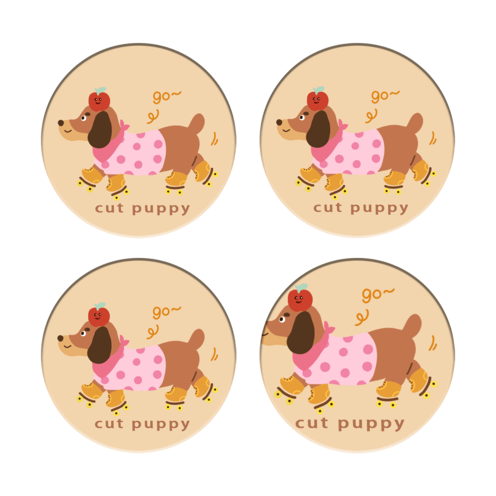 Dachshund Creative Pattern, Round Ceramic Coaster (Combination Set)