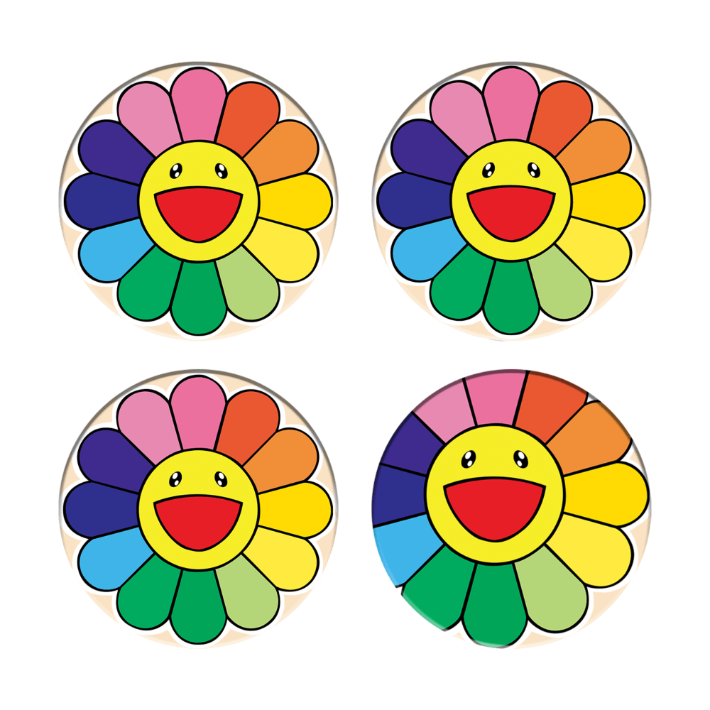 Smiling Face Sunflower Creative, Round Ceramic Coaster (Combination Set)