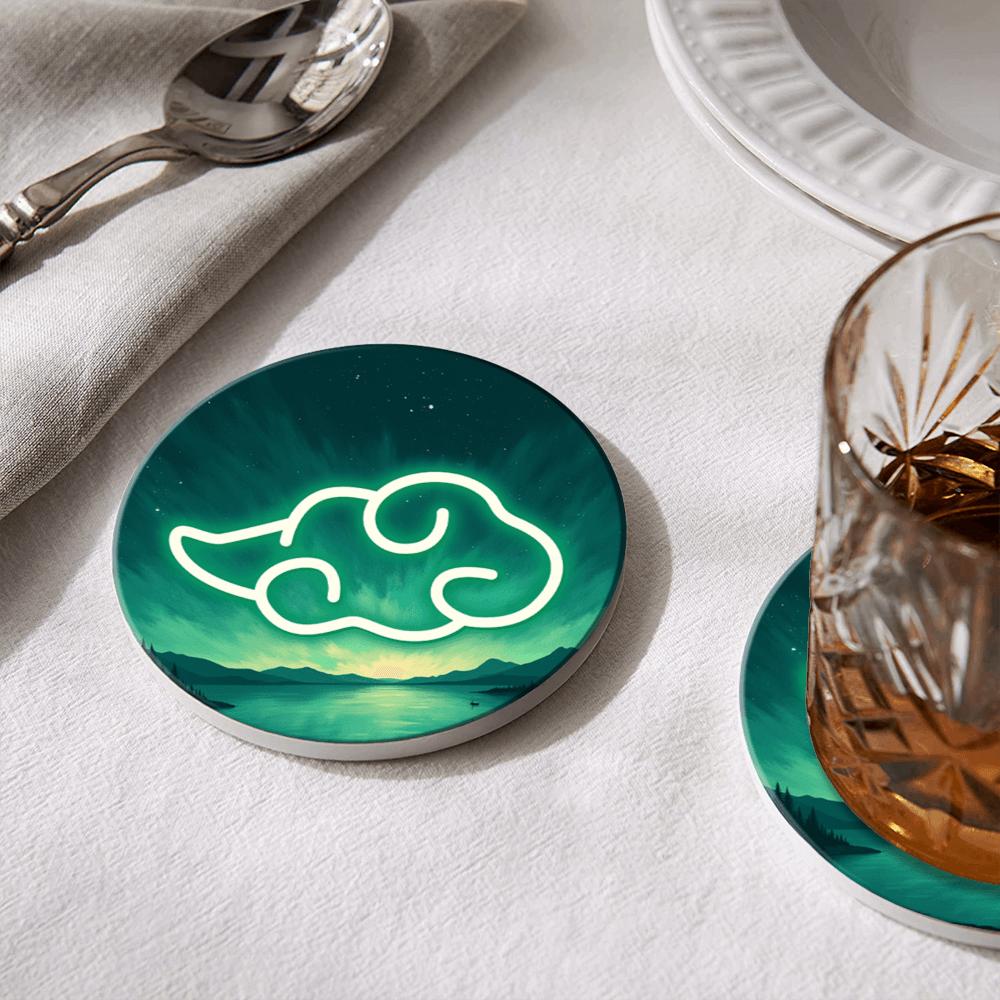 Creative Cloud Design Round Ceramic Coaster (Combination Set)