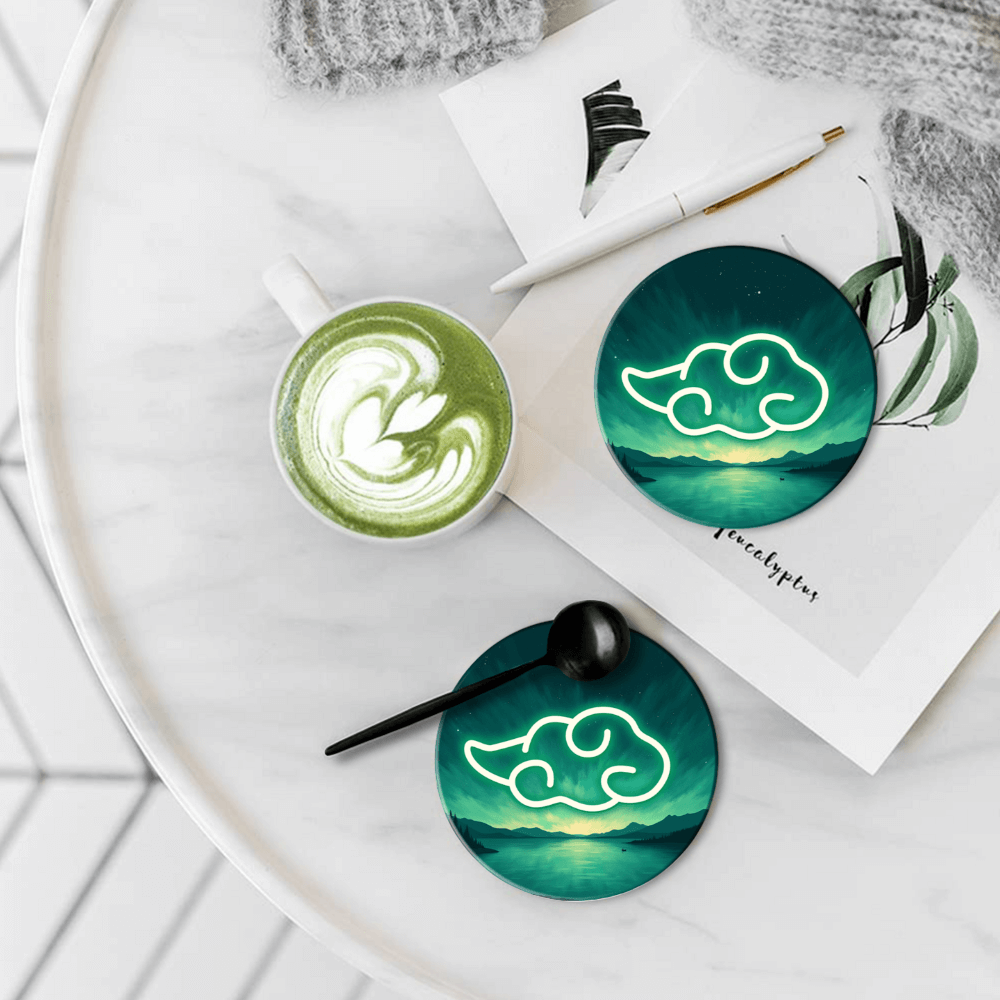 Creative Cloud Design Round Ceramic Coaster (Combination Set)