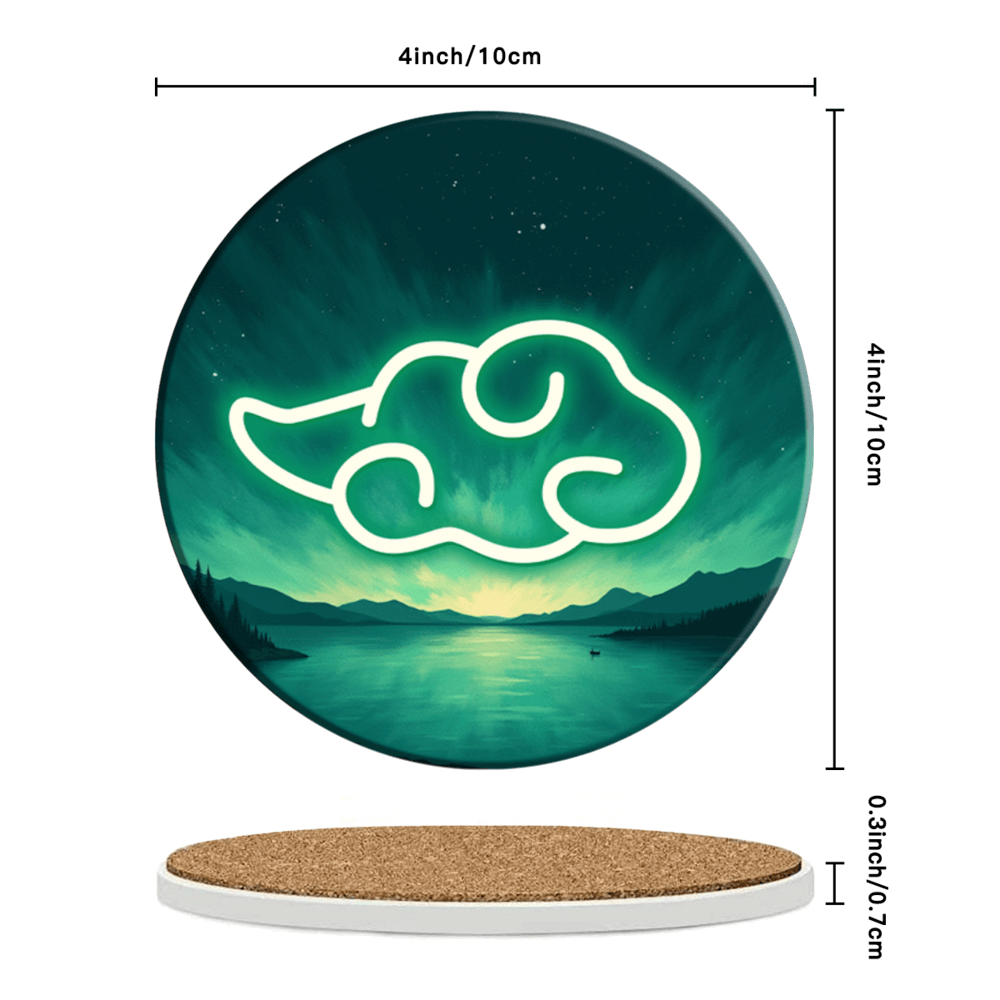 Creative Cloud Design Round Ceramic Coaster (Combination Set)