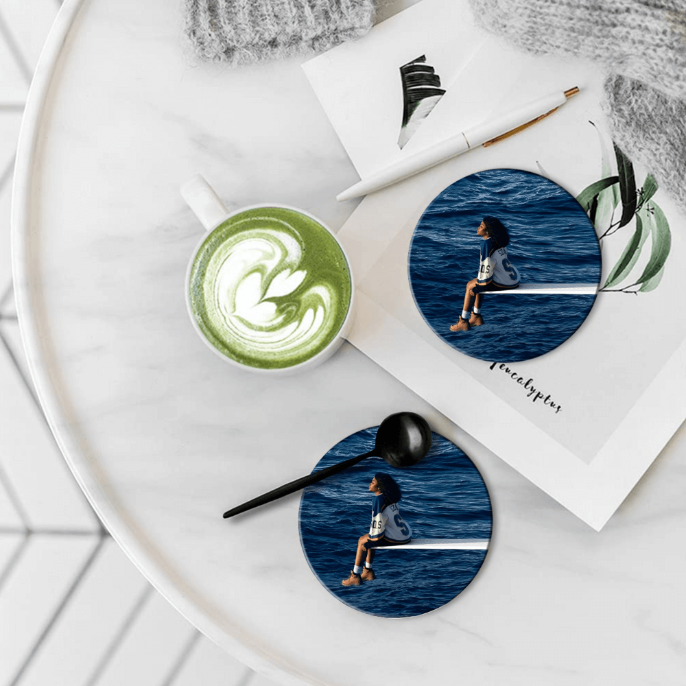 Wave Girl Round Ceramic Coaster (Combination Set)