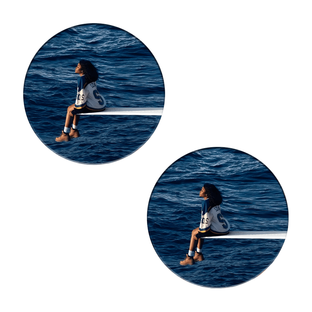 Wave Girl Round Ceramic Coaster (Combination Set)