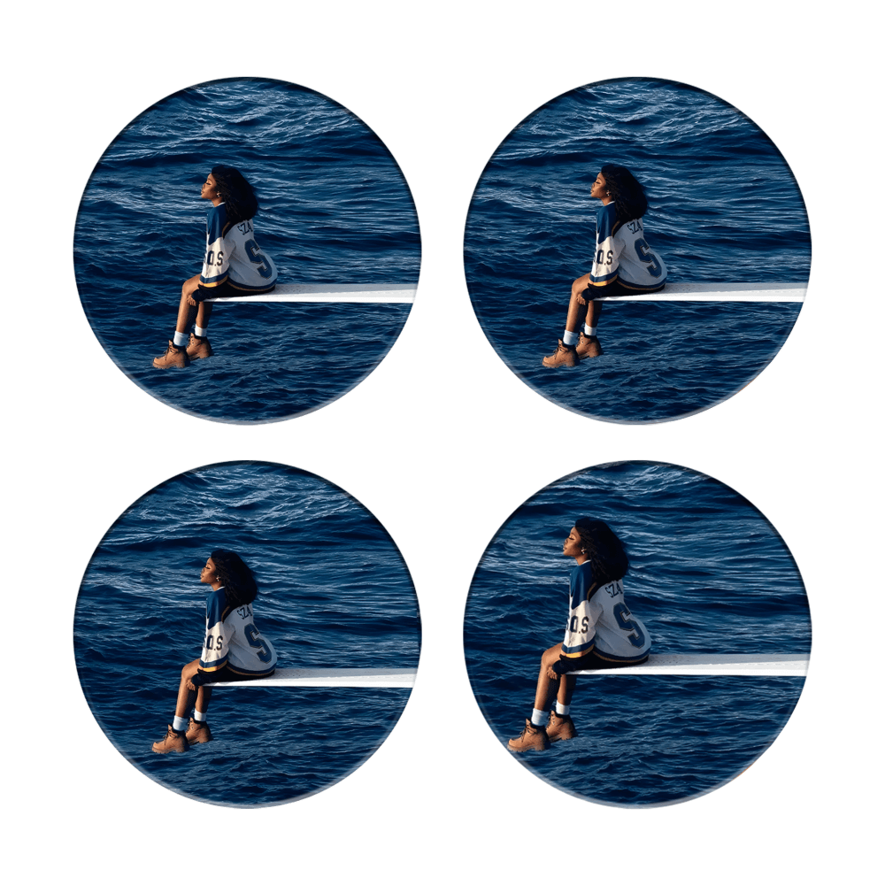 Wave Girl Round Ceramic Coaster (Combination Set)