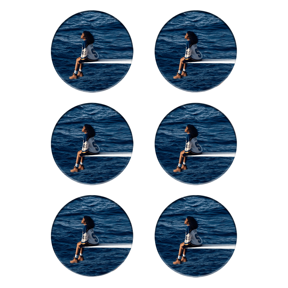 Wave Girl Round Ceramic Coaster (Combination Set)