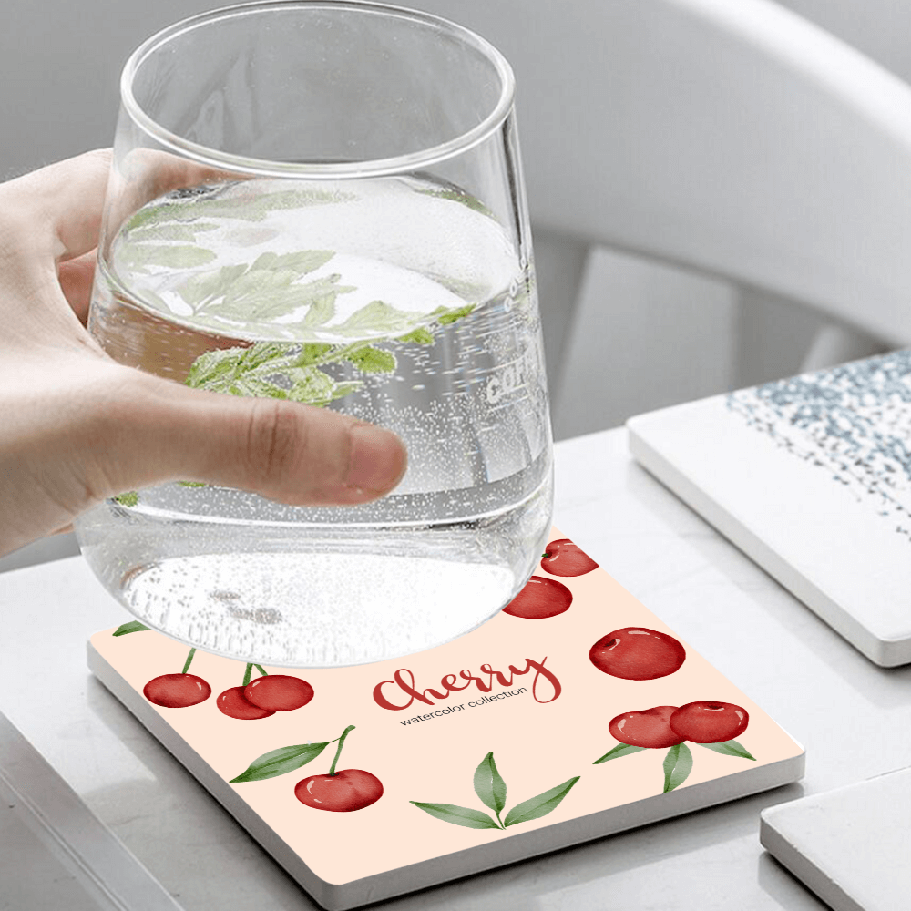 Cherry Creative Print Design, Square Ceramic Coaster (Combination Pack)