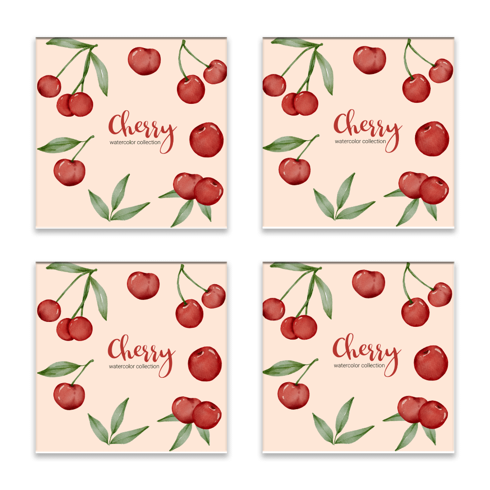 Cherry Creative Print Design, Square Ceramic Coaster (Combination Pack)