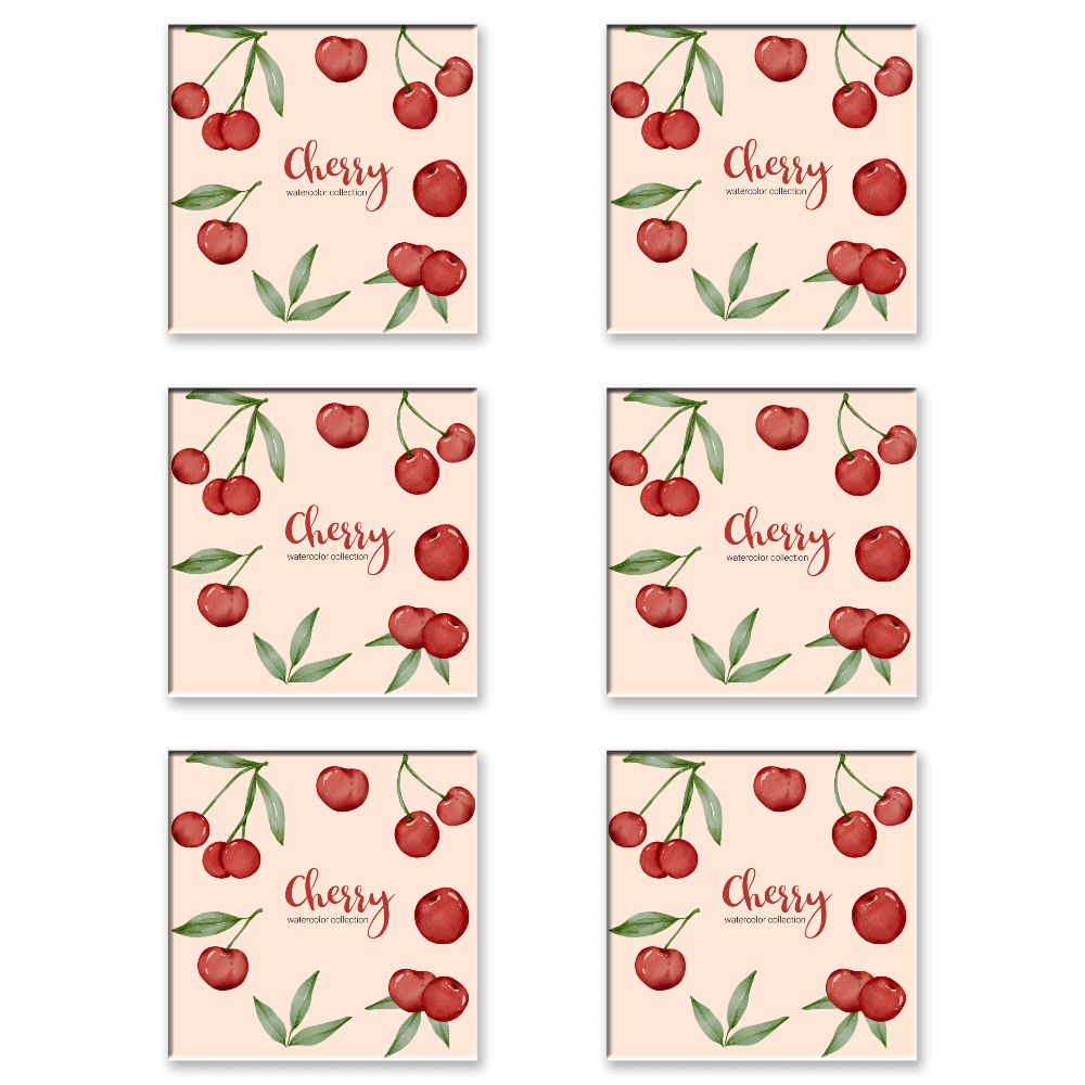 Cherry Creative Print Design, Square Ceramic Coaster (Combination Pack)