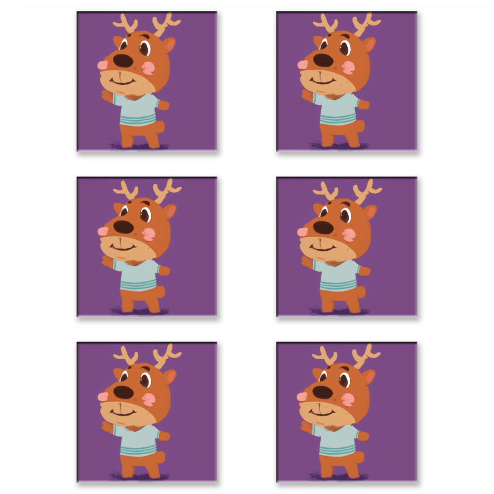 Cartoon Cute Deer, Square Ceramic Coaster (Combination Pack)