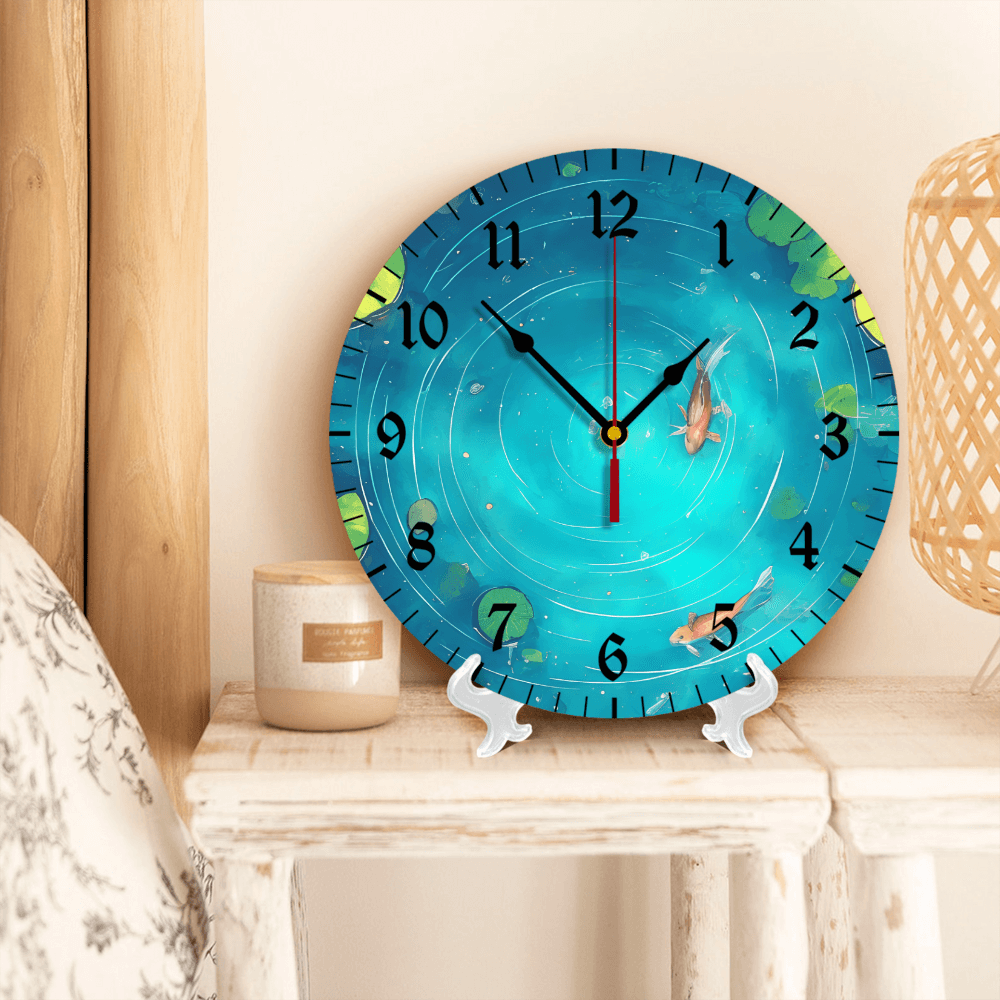 Pond Creative Illustration Design, Round Stylish Luxury Digital Wall Clock