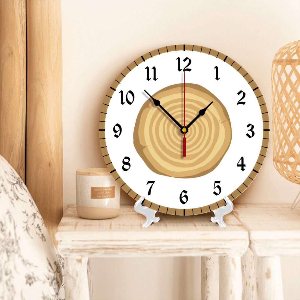 Creative Design Of Wood Pile Annual Ring, Round Stylish Luxury Digital Wall Clock