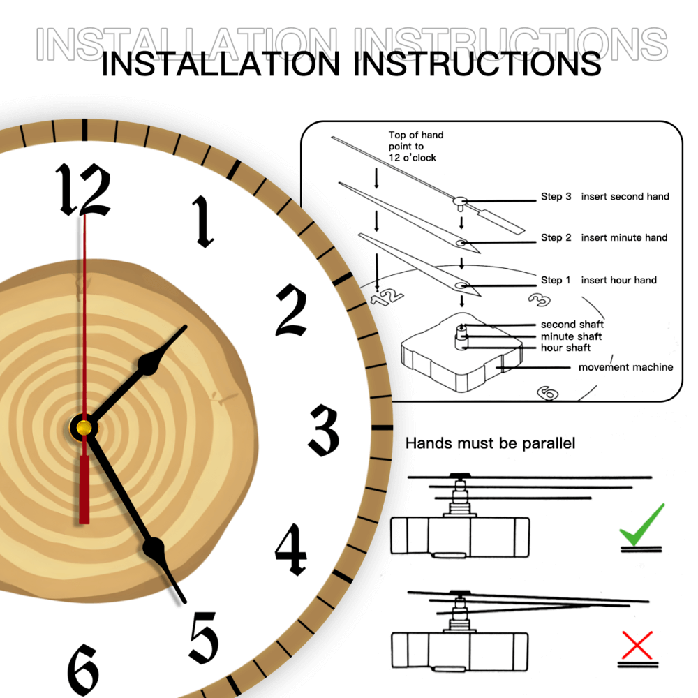 Creative Design Of Wood Pile Annual Ring, Round Stylish Luxury Digital Wall Clock