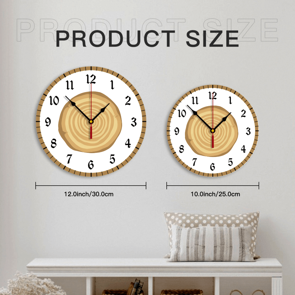 Creative Design Of Wood Pile Annual Ring, Round Stylish Luxury Digital Wall Clock