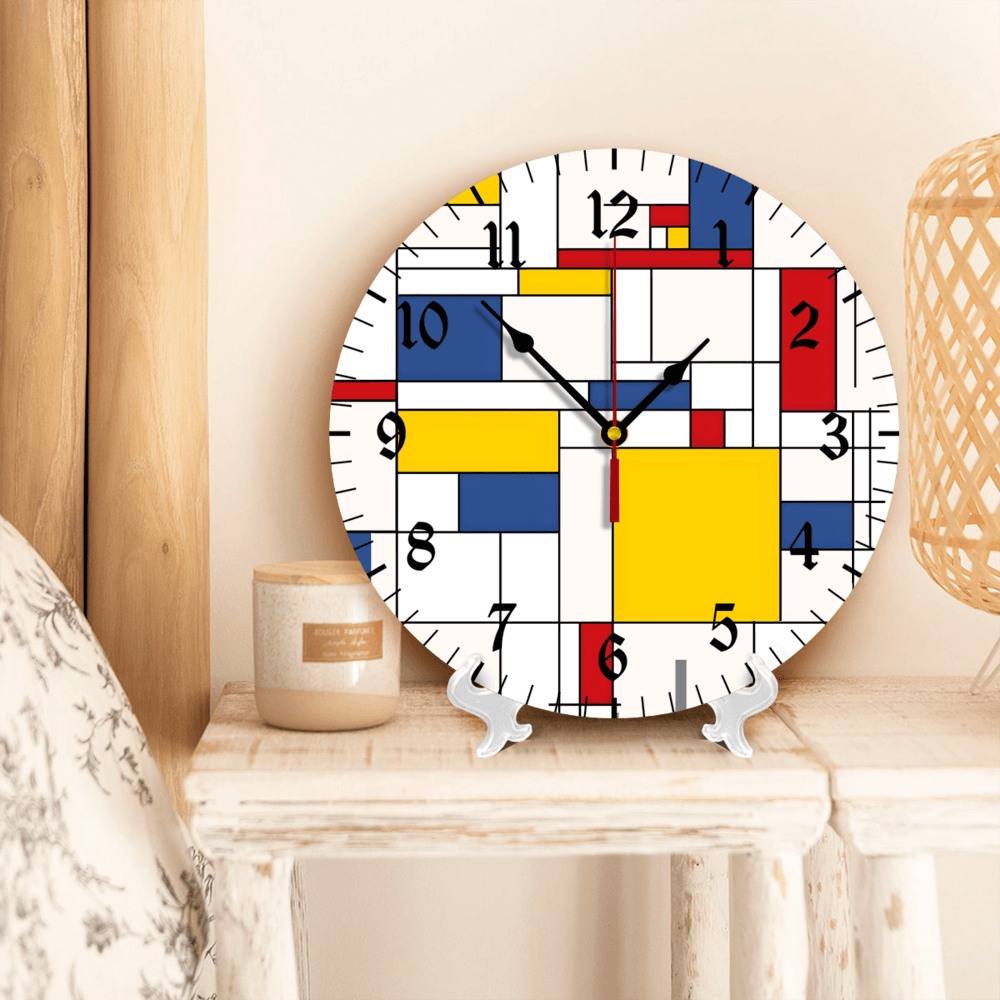 Chaotic Color Blocks Creative  Design, Round Stylish Luxury Digital Wall Clock