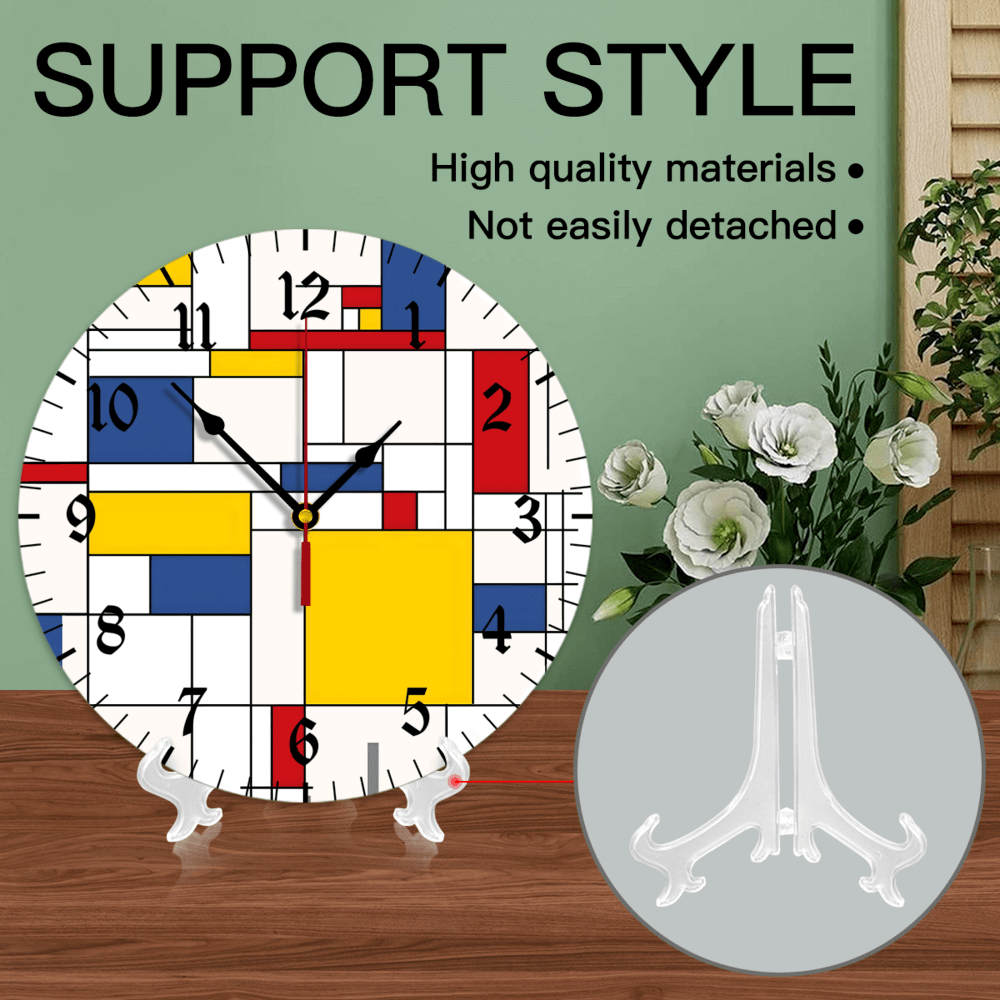 Chaotic Color Blocks Creative  Design, Round Stylish Luxury Digital Wall Clock