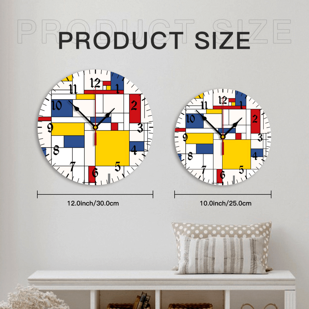 Chaotic Color Blocks Creative  Design, Round Stylish Luxury Digital Wall Clock