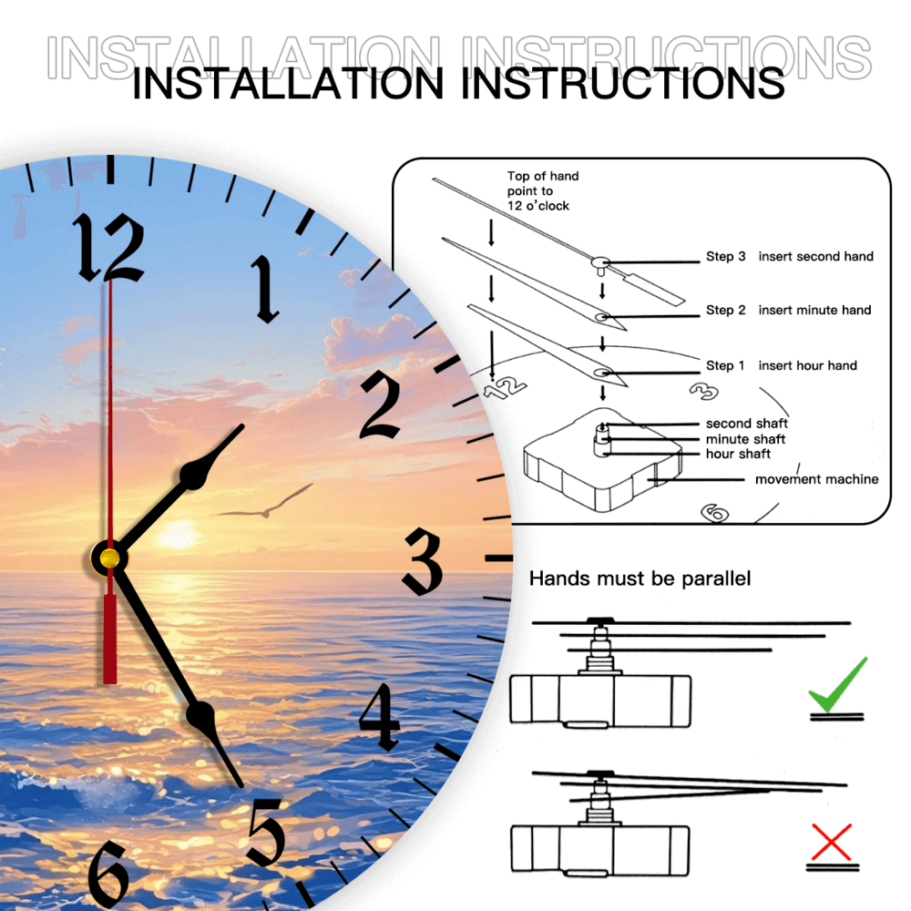Creative Illustration Of Sunrise At Sea, Round Stylish Luxury Digital Wall Clock