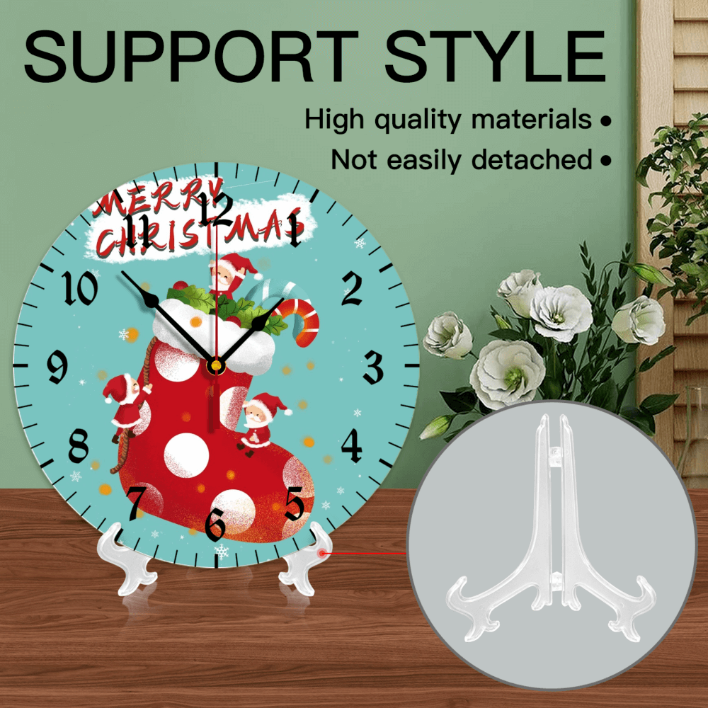 Creative Illustration Of Christmas Stockings, Round Stylish Luxury Digital Wall Clock