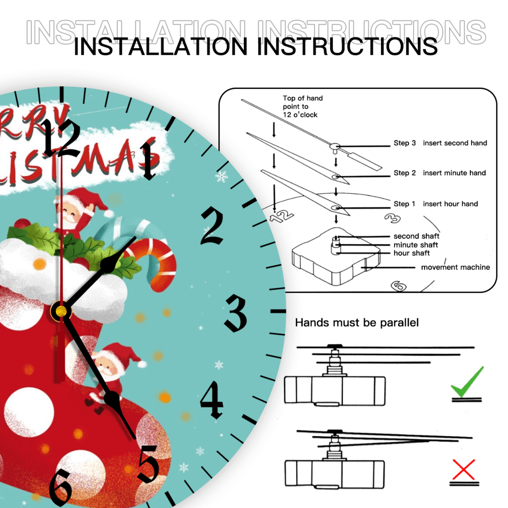 Creative Illustration Of Christmas Stockings, Round Stylish Luxury Digital Wall Clock