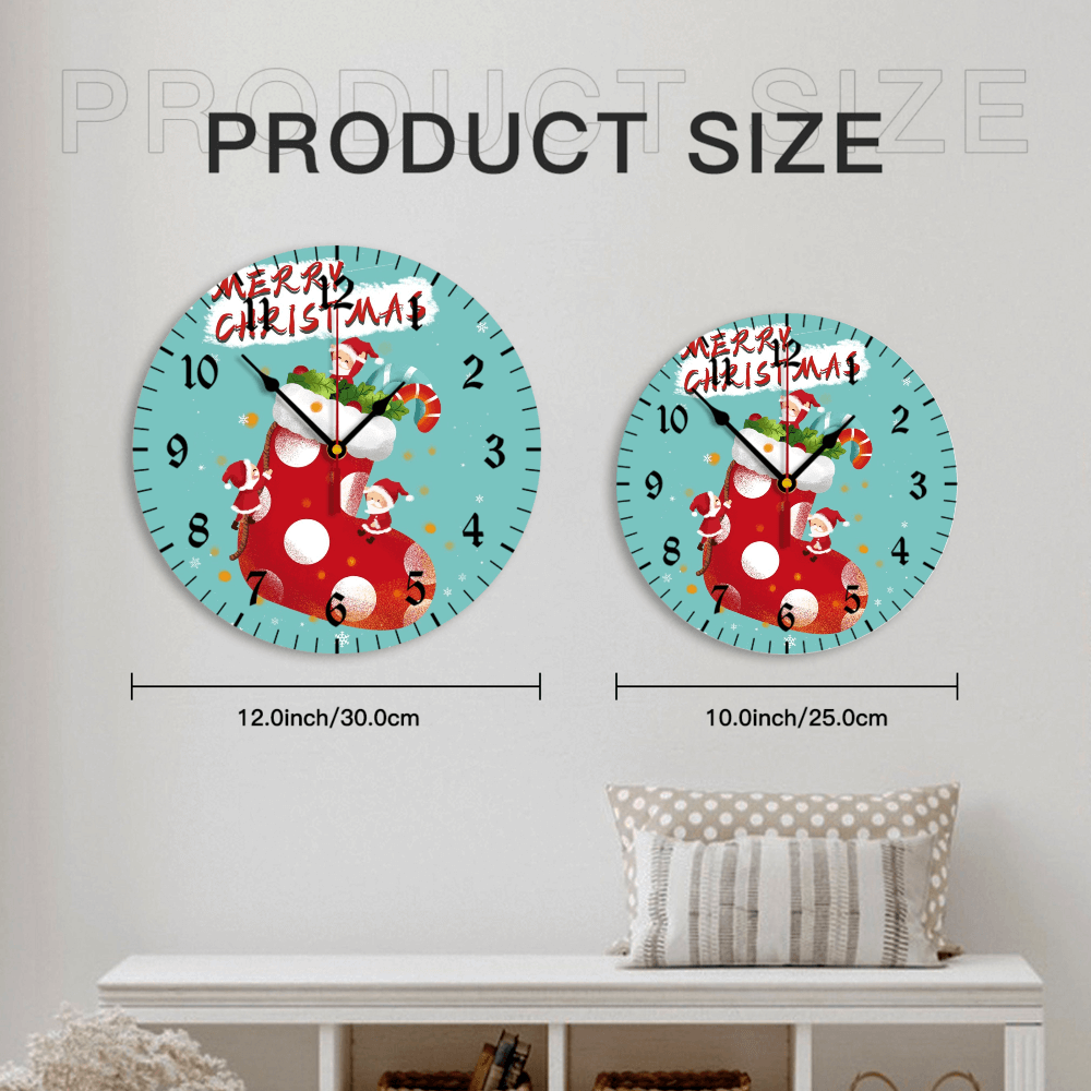 Creative Illustration Of Christmas Stockings, Round Stylish Luxury Digital Wall Clock