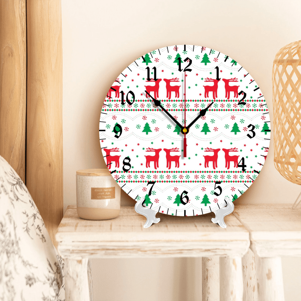 Deer Pattern, Round Stylish Luxury Digital Wall Clock