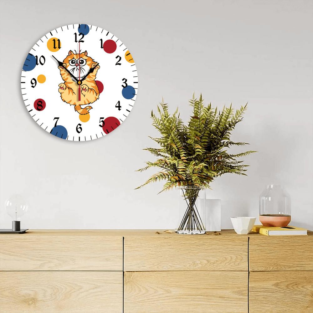 Cat Pattern, Round Stylish Luxury Digital Wall Clock