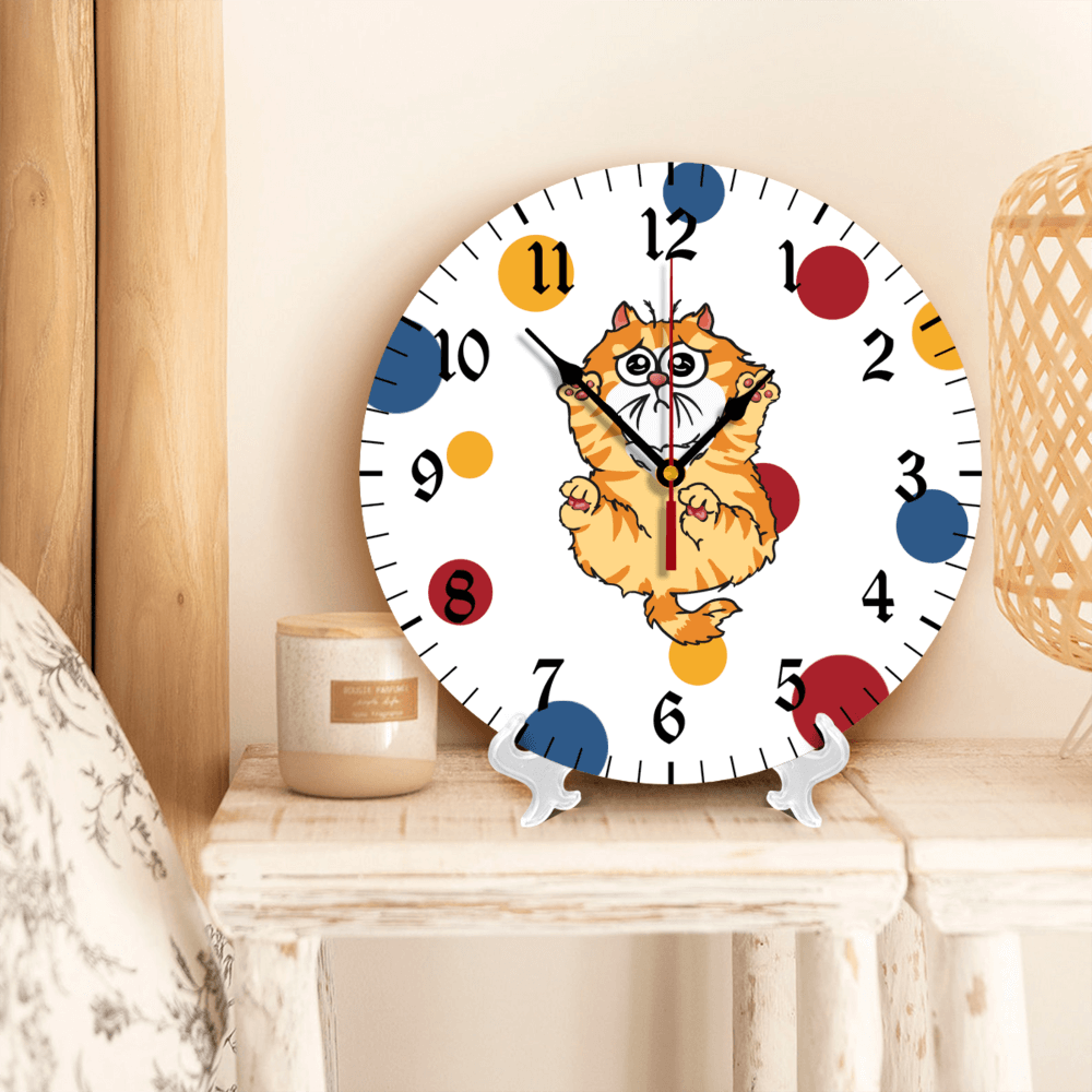 Cat Pattern, Round Stylish Luxury Digital Wall Clock