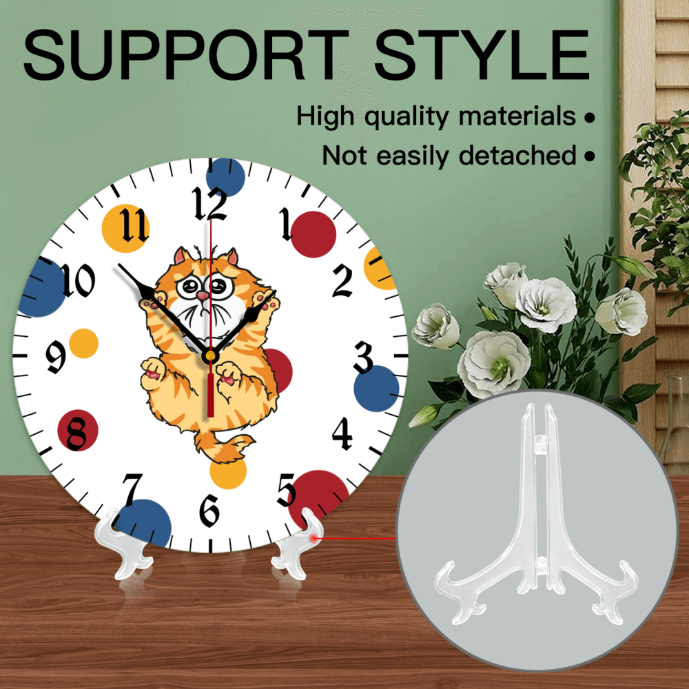 Cat Pattern, Round Stylish Luxury Digital Wall Clock