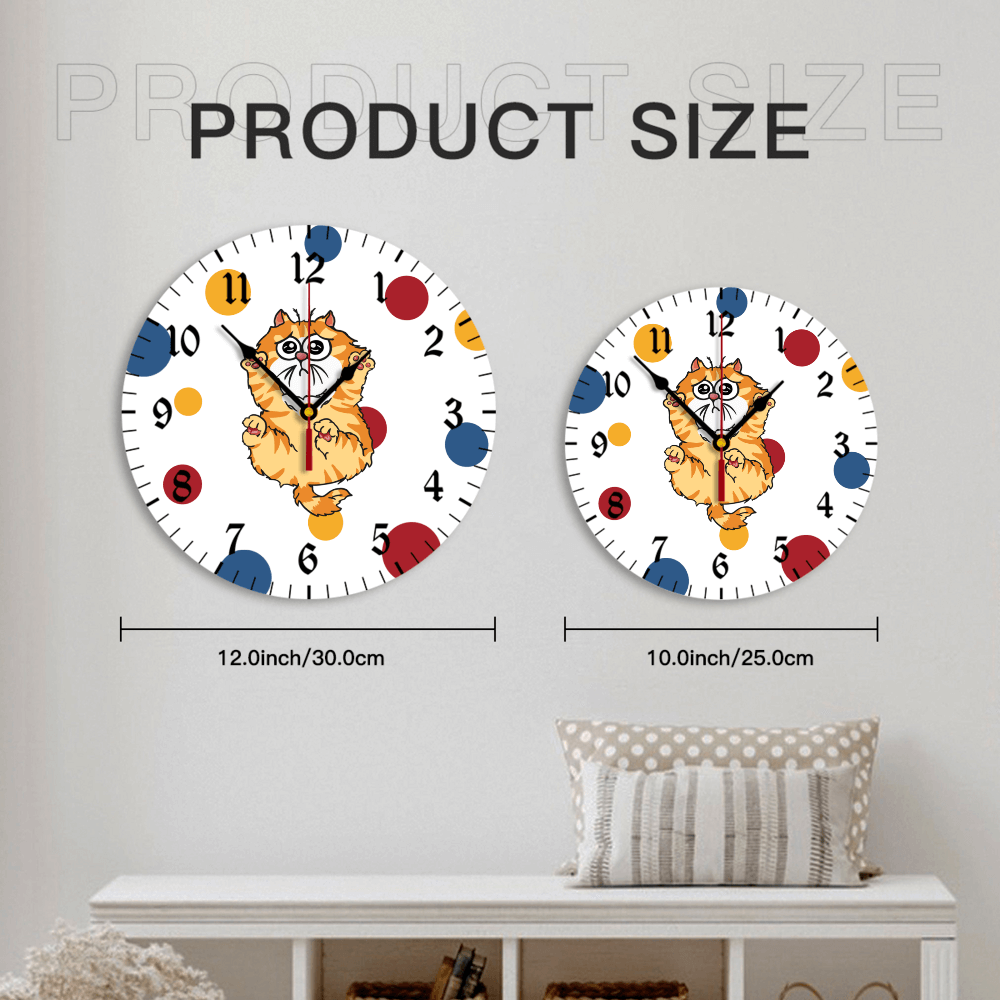 Cat Pattern, Round Stylish Luxury Digital Wall Clock