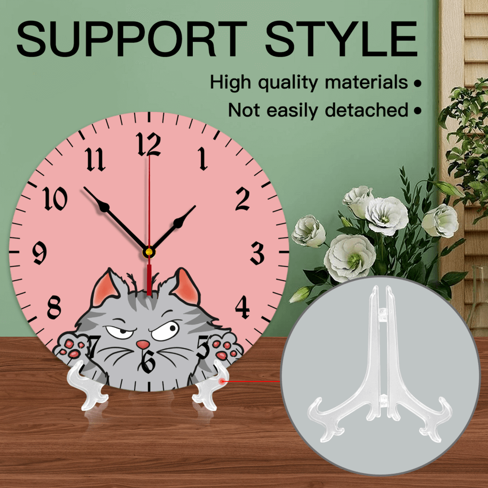 Pink kitten Creative Illustration, Round Stylish Luxury Digital Wall Clock