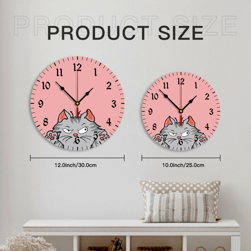 Pink kitten Creative Illustration, Round Stylish Luxury Digital Wall Clock