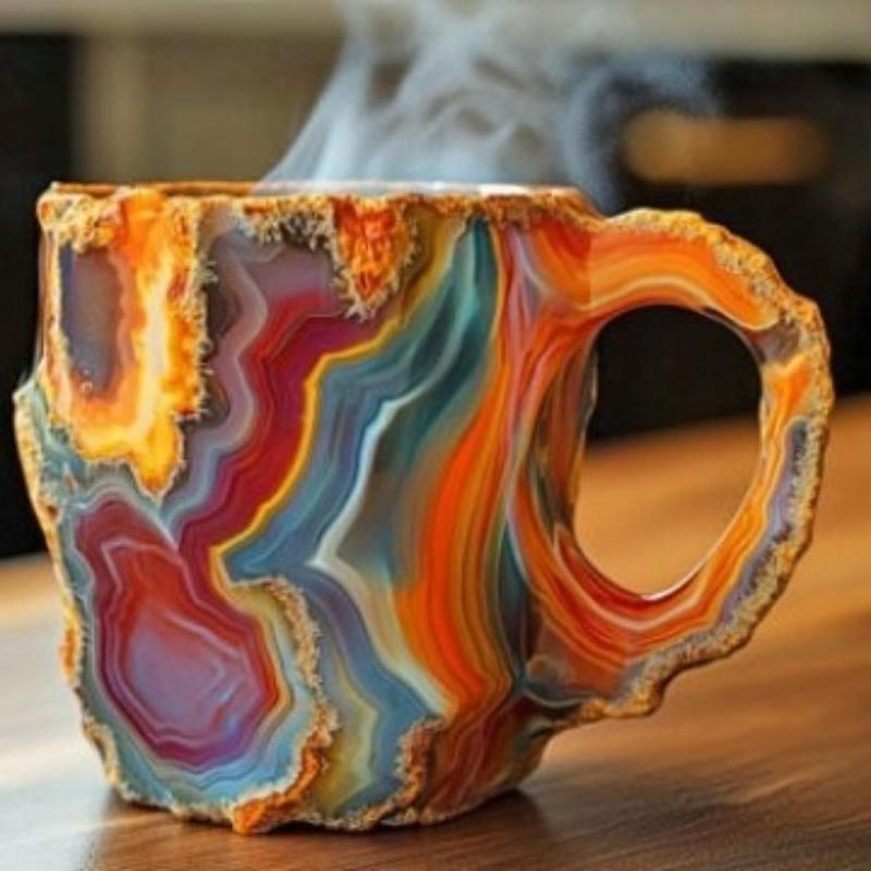 200ml Multi-Colored Natural Mineral Crystal Coffee Mugs