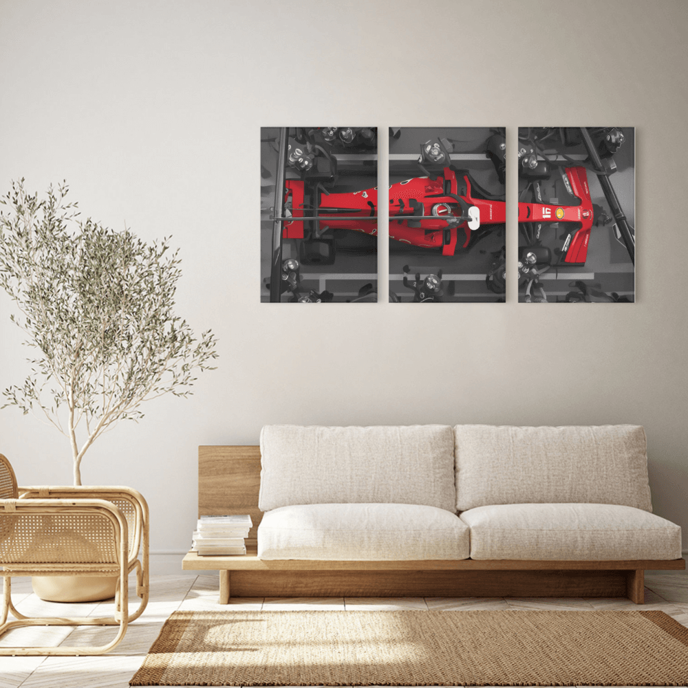 Modern Poster With Racing Pattern, Triple Frameless Canvas Painting