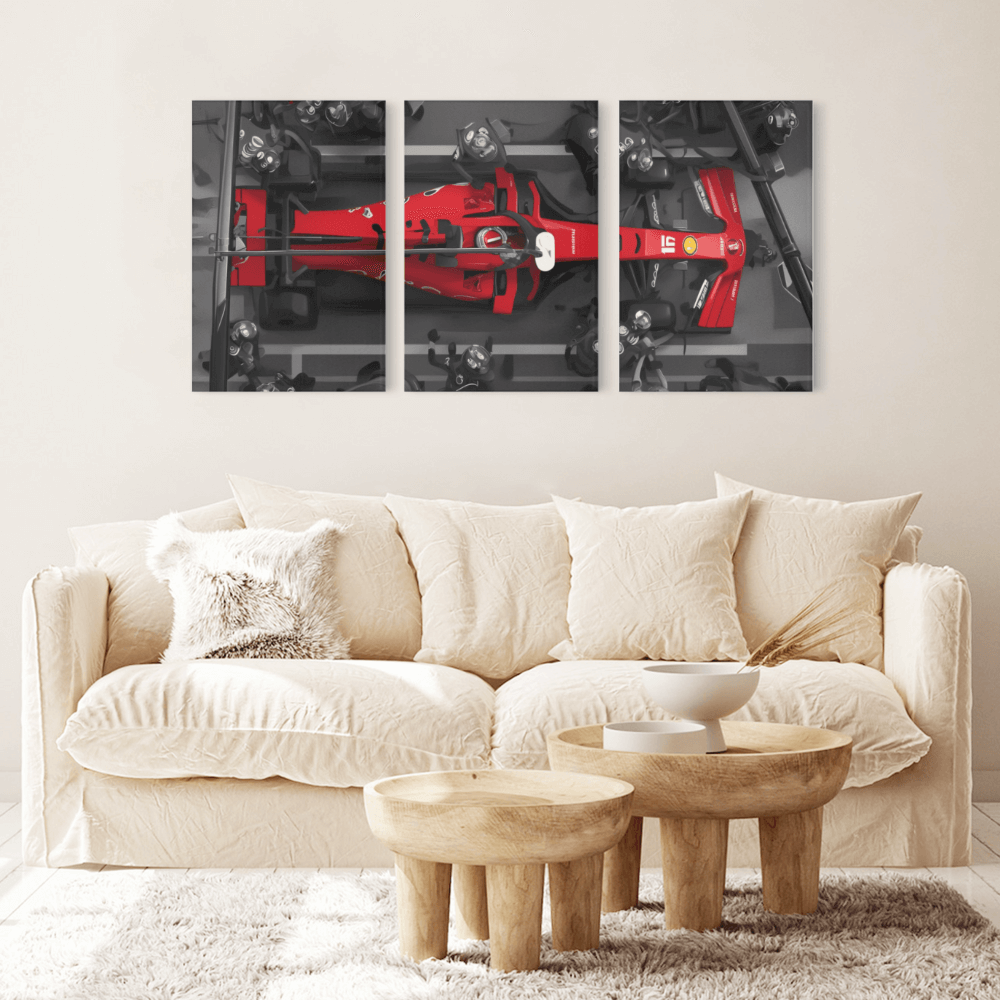 Modern Poster With Racing Pattern, Triple Frameless Canvas Painting