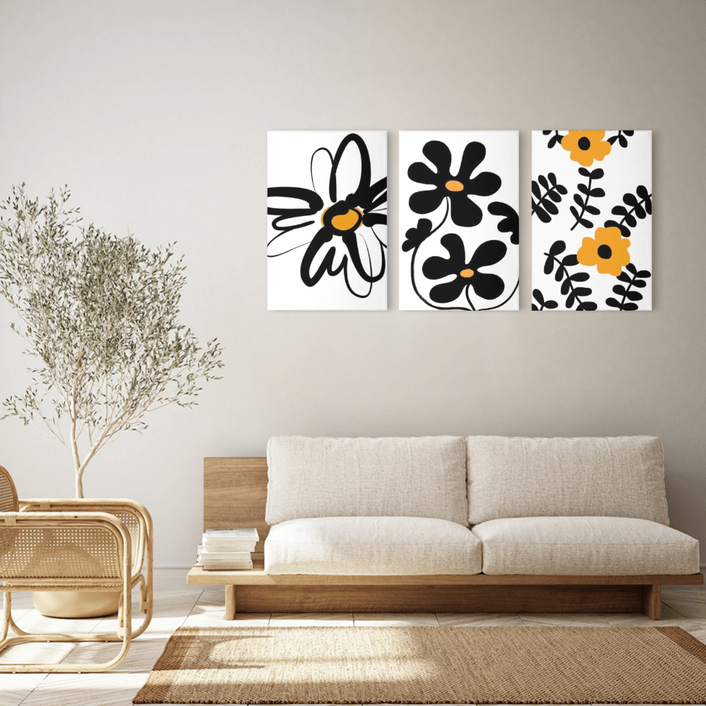 Creative Flower Pattern,Triple Frameless Canvas Painting