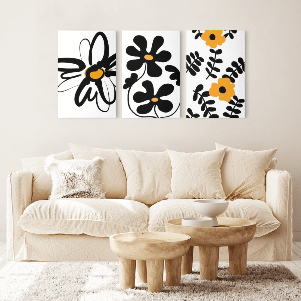 Creative Flower Pattern,Triple Frameless Canvas Painting