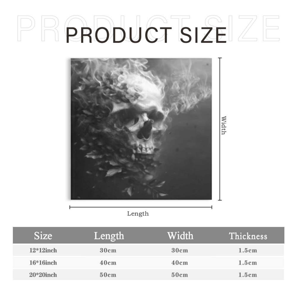 Skull Creative Dark Series, Square Triple Frameless Canvas Painting