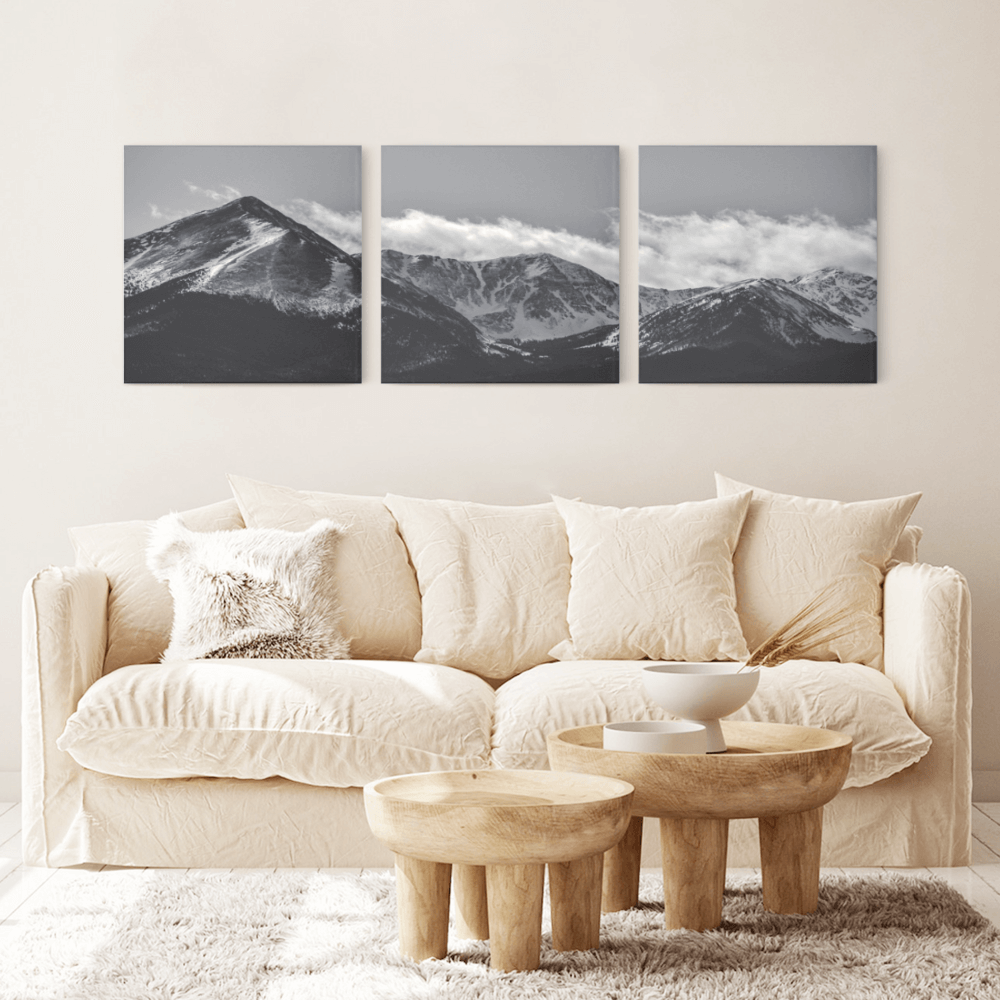 Landscape Painting, Square Triple Frameless Canvas Painting