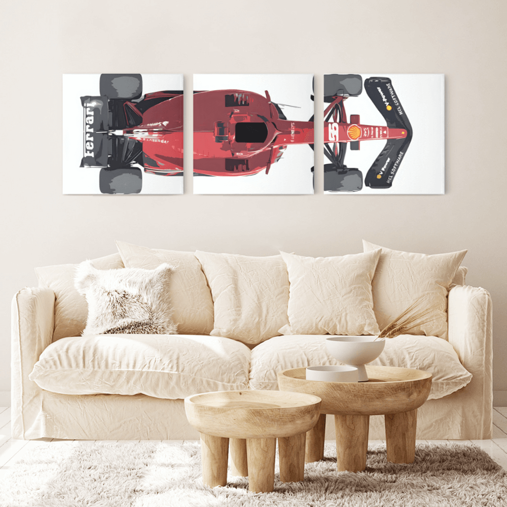 Racing Creative Illustration,Square Triple Frameless Canvas Painting