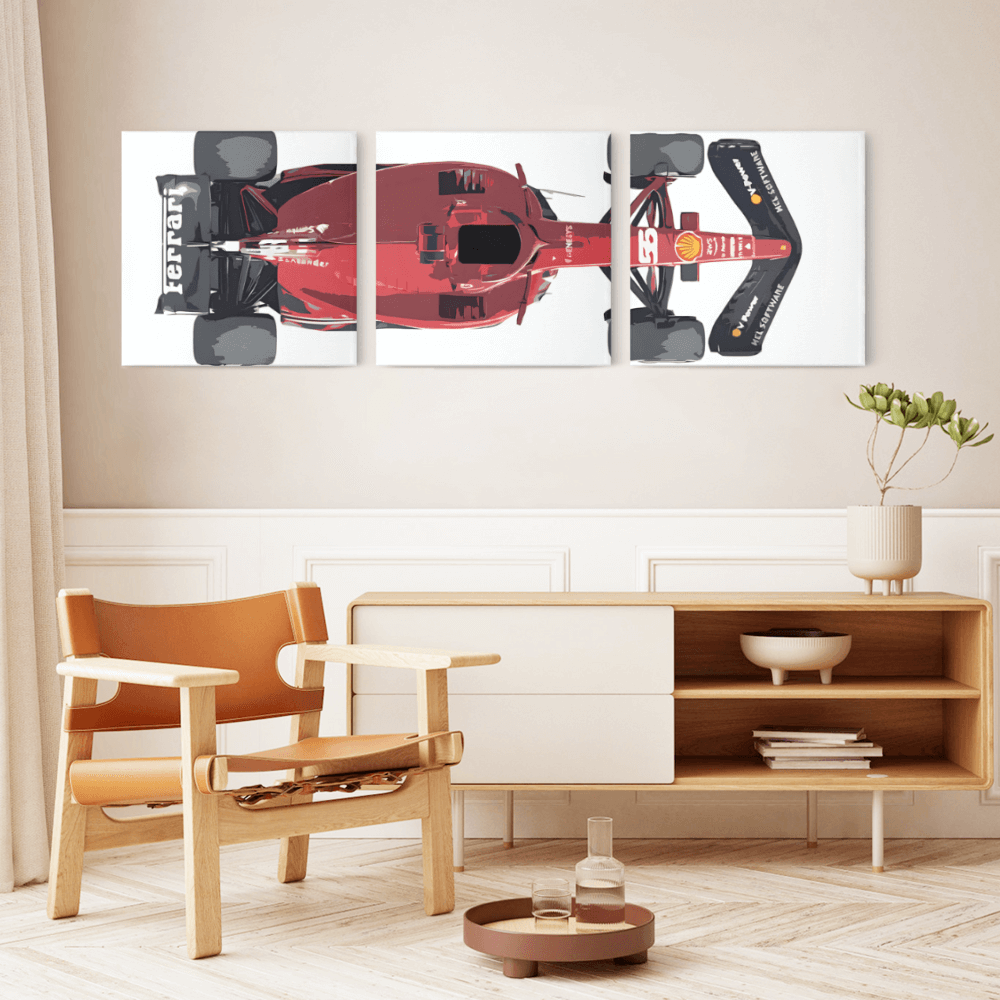 Racing Creative Illustration,Square Triple Frameless Canvas Painting